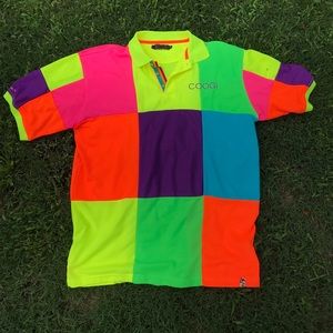 Vintage Mens Coogi Limited Edition Neon Block Polo